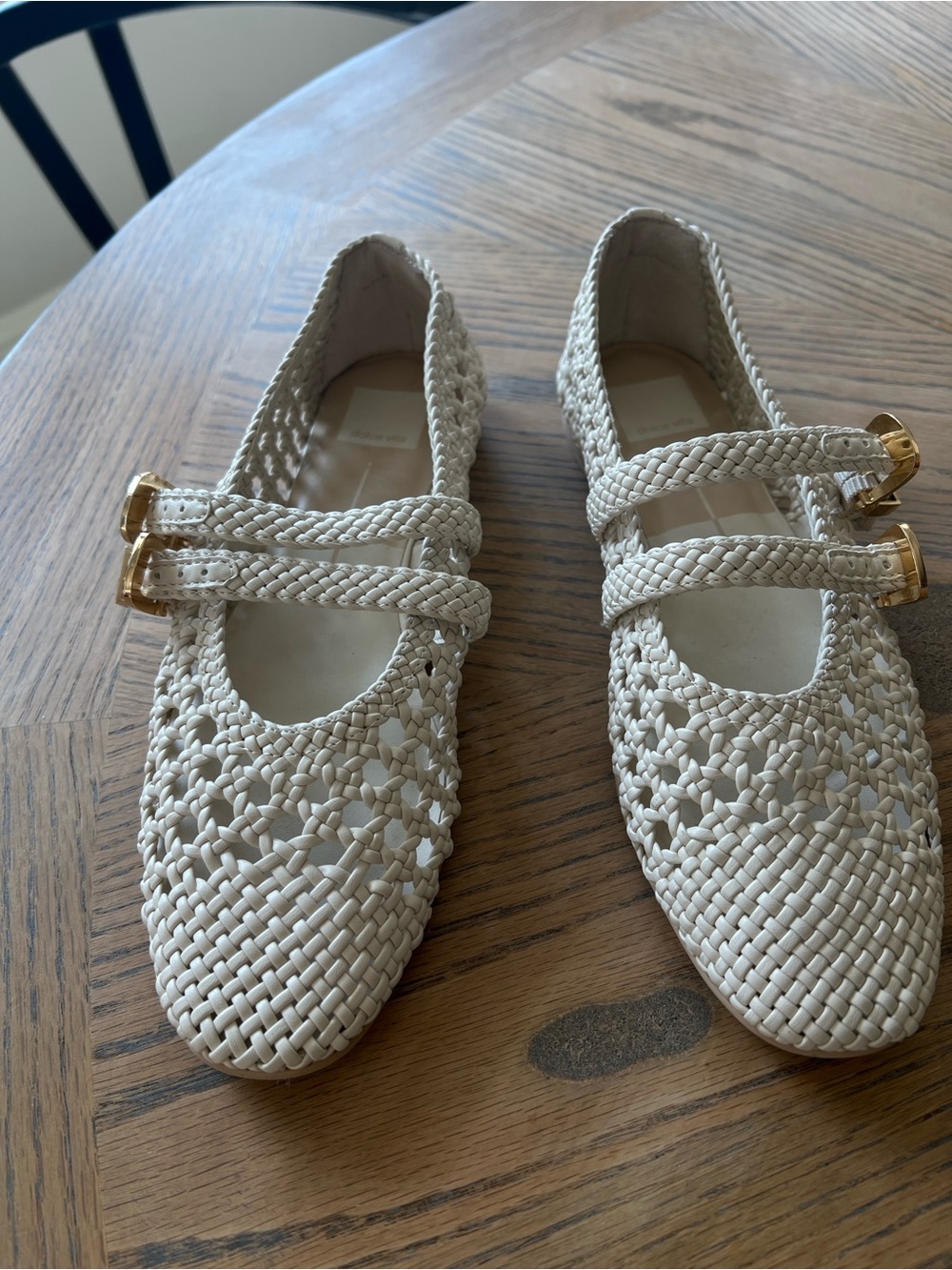Dolce Vita Baylee Leather Double Strap Flats Cream Ivory 8.5 - Picture 4 of 8